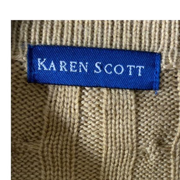 Vintage Karen Scott Cable Knitted Cardigan Sweater Button-Up Women's Size Large - Picture 10 of 11